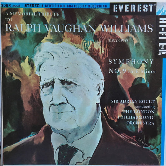 Ralph Vaughan Williams, Sir Adrian Boult, The London Philharmonic Orchestra : A Memorial Tribute To Ralph Vaughan Williams (1872-1958) Symphony No. 9 In E Minor (LP, RE)