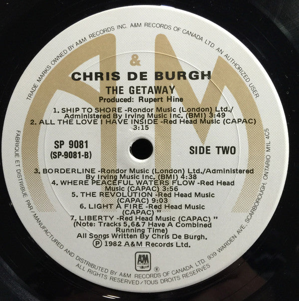 Chris de Burgh : The Getaway (LP, Album)