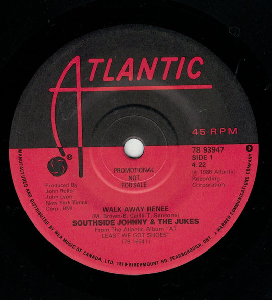Southside Johnny & The Asbury Jukes : Walk Away Renee (7", Single, Promo)