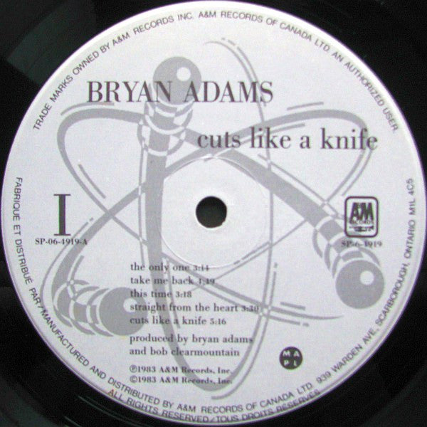 Bryan Adams : Cuts Like A Knife (LP, Album, Cin)