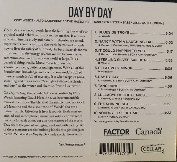 Cory Weeds Quartet : Day By Day (CD, Album)