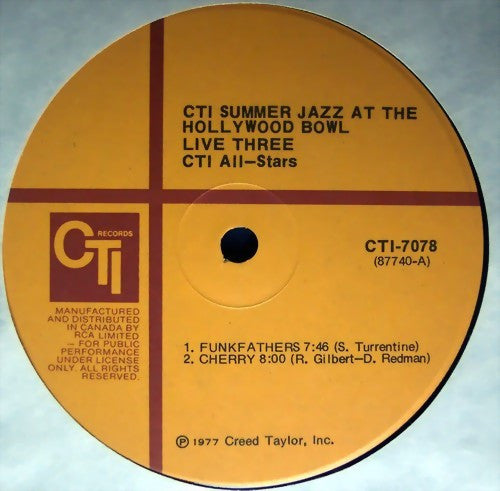 CTI All-Stars : CTI Summer Jazz At The Hollywood Bowl Live Three (LP, Album)