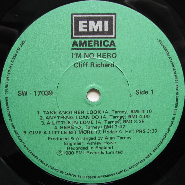 Cliff Richard : I'm No Hero (LP, Album)