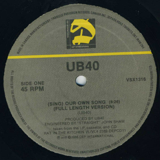 UB40 : (Sing) Our Own Song (12")