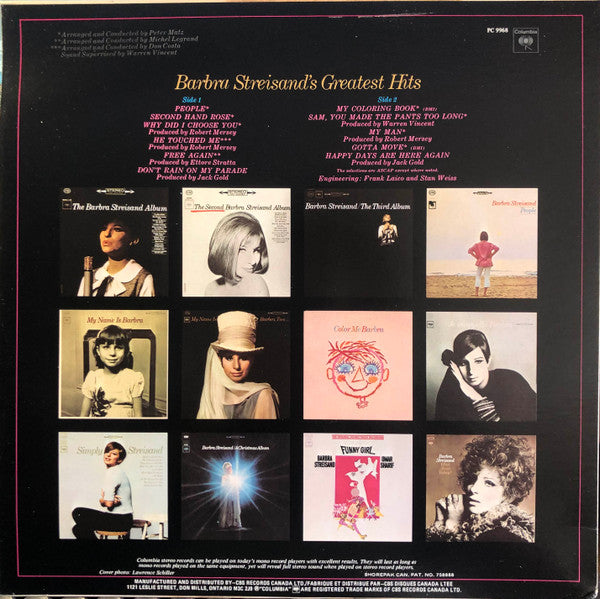 Barbra Streisand : Barbra Streisand's Greatest Hits (LP, Comp, RE)