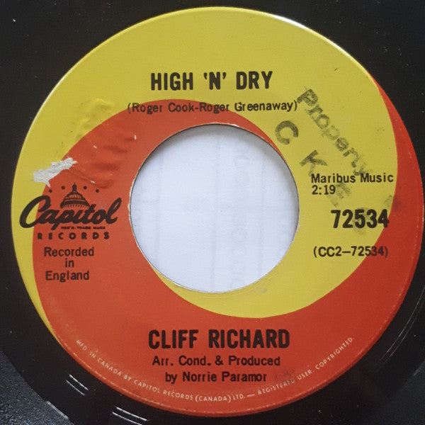 Cliff Richard : Congratulations / High 'N' Dry (7", Single)