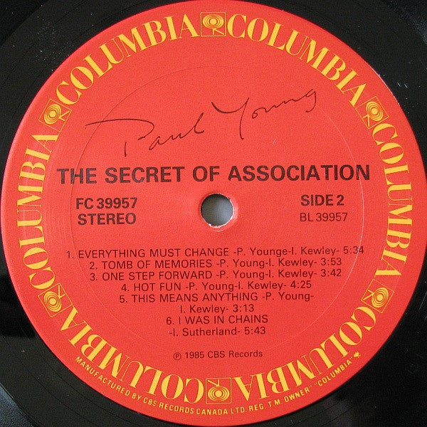 Paul Young - The Secret Of Association (LP, Album) (Very Good (VG))