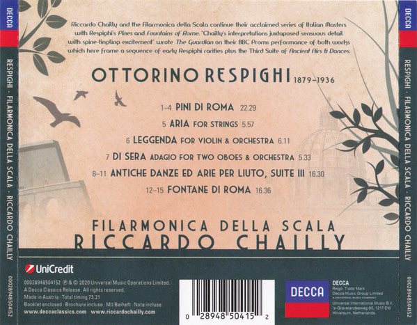 Respighi*, Riccardo Chailly, Filarmonica Della Scala : Respighi (CD, Album)