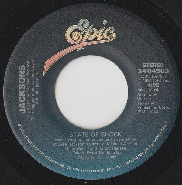 Jacksons* : State Of Shock (7", Single)