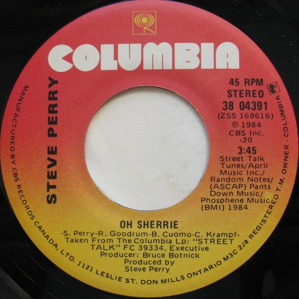 Steve Perry : Oh Sherrie (7", Single)