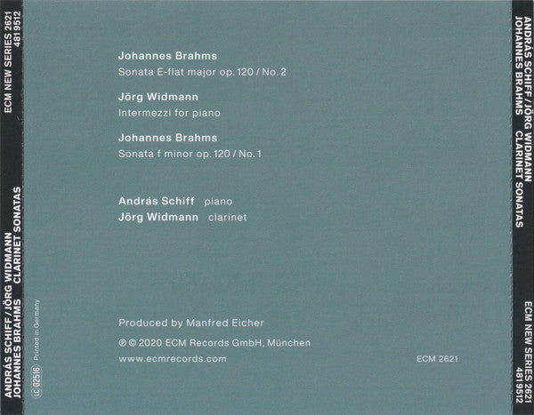 András Schiff / Jörg Widmann, Johannes Brahms : Clarinet Sonatas (CD, Album)