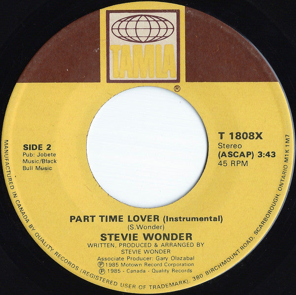 Stevie Wonder : Part-Time Lover (7", Single)
