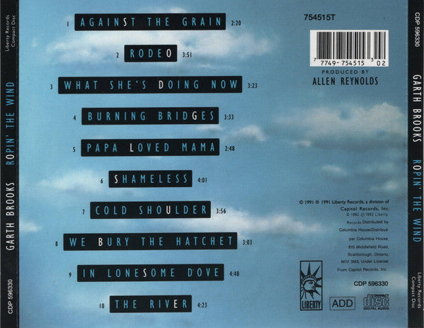 Garth Brooks : Ropin' The Wind (CD, Album, Club)