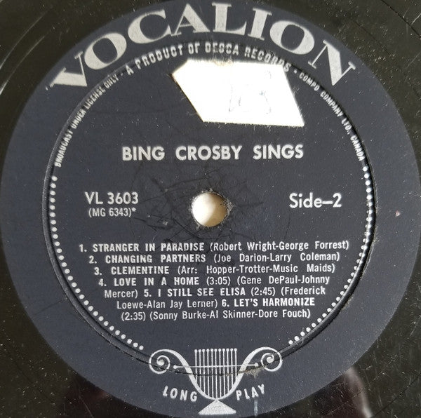Bing Crosby : Bing Crosby Sings (LP, Comp, Mono)