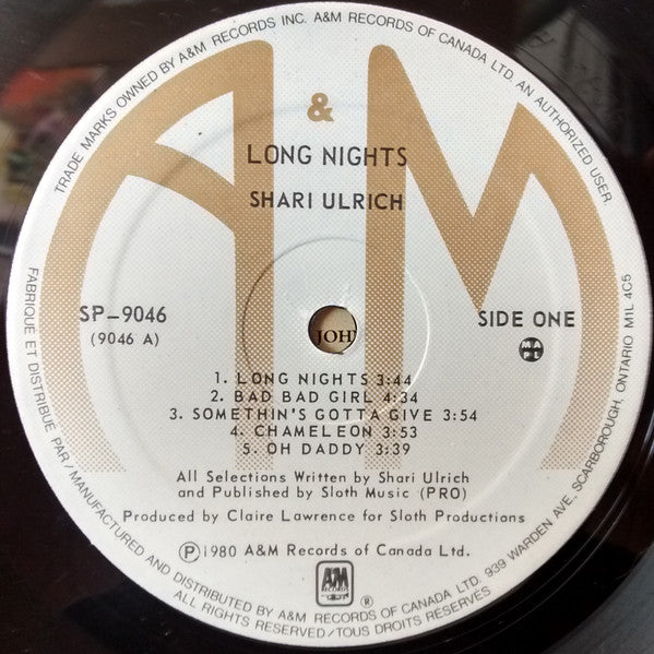 Shari Ulrich : Long Nights (LP, Album)