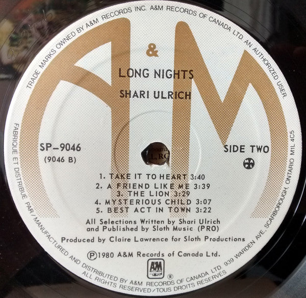 Shari Ulrich : Long Nights (LP, Album)