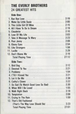 Everly Brothers : 24 Greatest Hits (Cass, Comp, Dou)