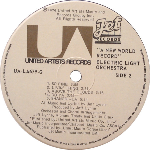 Electric Light Orchestra : A New World Record (LP, Album, Emb)