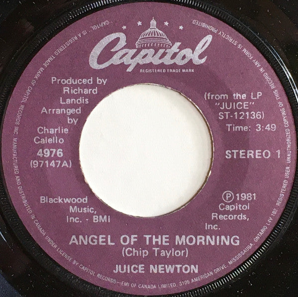 Juice Newton : Angel Of The Morning (7", Single)