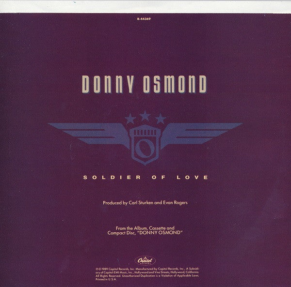 Donny Osmond : Soldier Of Love / My Secret Touch (7", All)