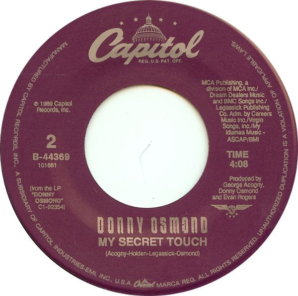 Donny Osmond : Soldier Of Love / My Secret Touch (7", All)