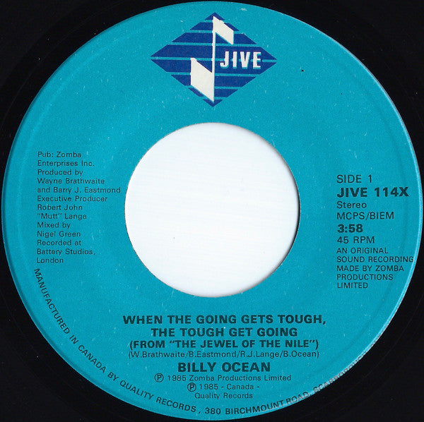 Billy Ocean : When The Going Gets Tough, The Tough Get Going (7", Single)