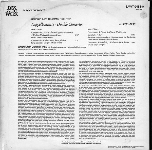 Georg Philipp Telemann : Doppelkonzerte • Double Concertos 1715−1730 (LP, blu)