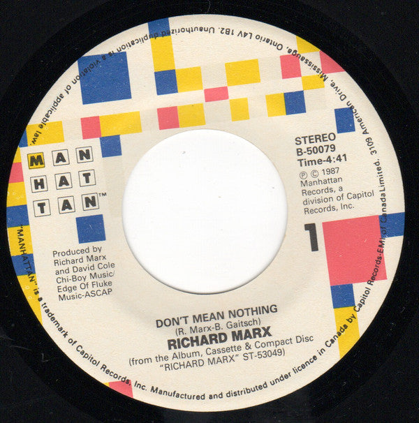 Richard Marx : Don't Mean Nothing (7", Single)