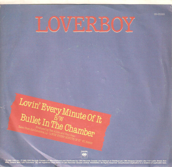 Loverboy : Lovin' Every Minute Of It (7", Single)