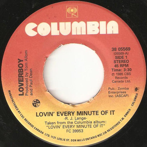 Loverboy : Lovin' Every Minute Of It (7", Single)