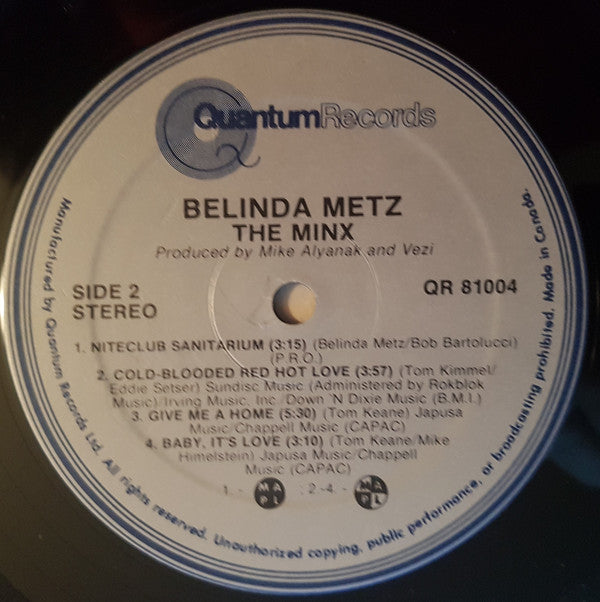 Belinda Metz : The Minx (LP, Album)