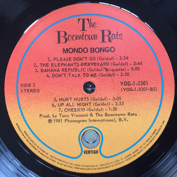 The Boomtown Rats : Mondo Bongo (LP, Album)