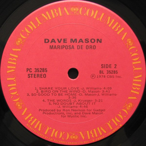 Dave Mason : Mariposa De Oro (LP, Album)