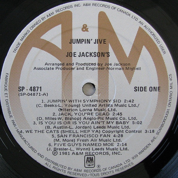 Joe Jackson : Joe Jackson's Jumpin' Jive (LP, Album)