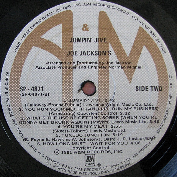Joe Jackson : Joe Jackson's Jumpin' Jive (LP, Album)