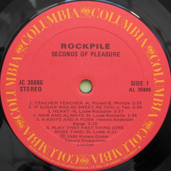 Rockpile : Seconds Of Pleasure (LP, Album)