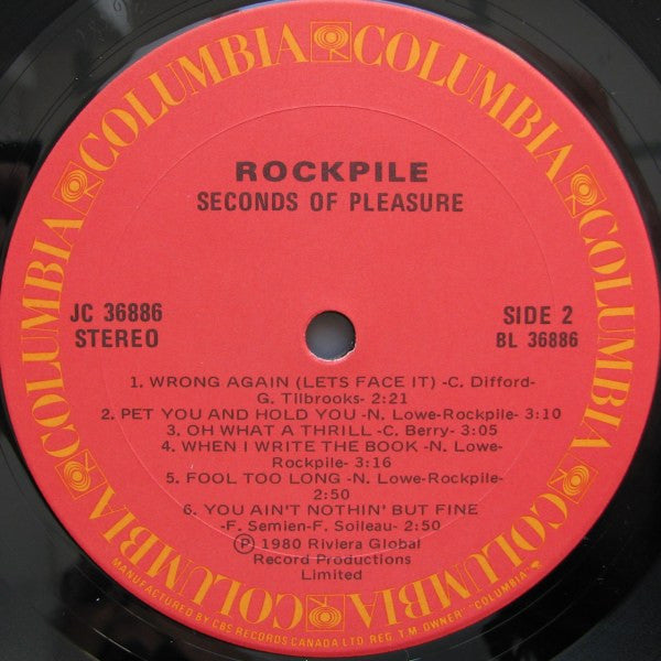Rockpile : Seconds Of Pleasure (LP, Album)