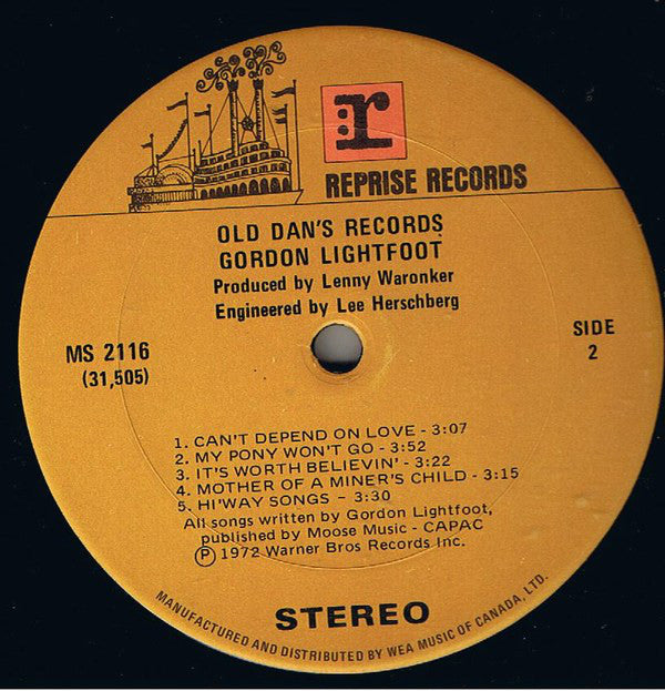 Gordon Lightfoot : Old Dan's Records (LP, Album)