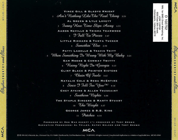 Various : Rhythm Country And Blues (CD, Album, Club)