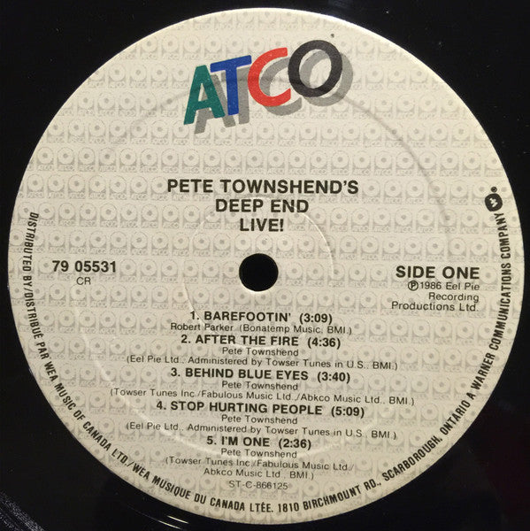 Pete Townshend : Pete Townshend's Deep End Live! (LP, Album)