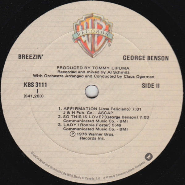George Benson : Breezin' (LP, Album, RE, Imp)