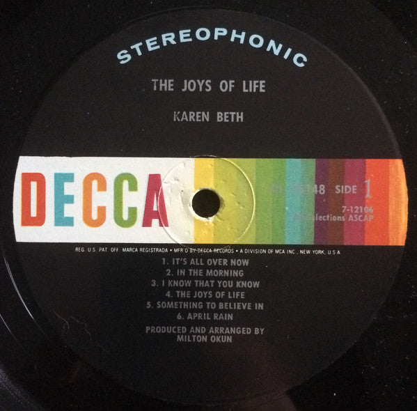 Karen Beth : The Joys Of Life (LP, Album)