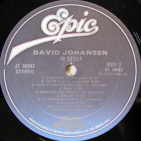 David Johansen : In Style (LP, Album)