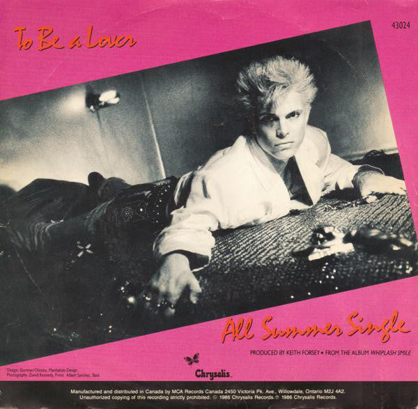 Billy Idol : To Be A Lover (7", Single)