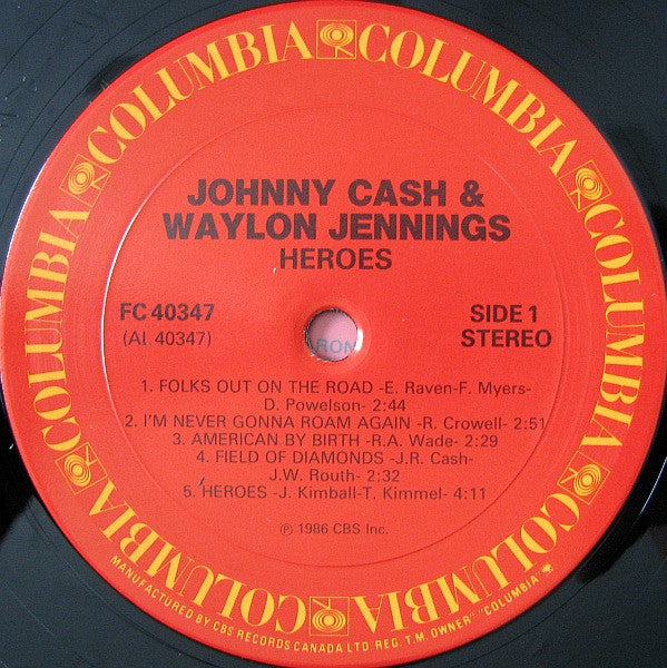Johnny Cash & Waylon Jennings : Heroes (LP, Album)