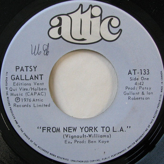 Patsy Gallant : From New York To L.A. (7", Single)