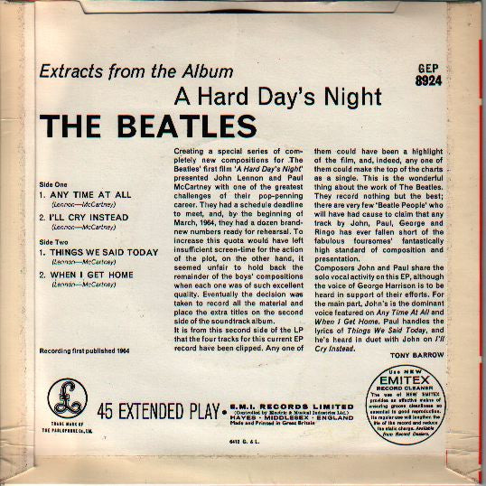 Buy The Beatles : Extracts From The Album A Hard Day's Night (7