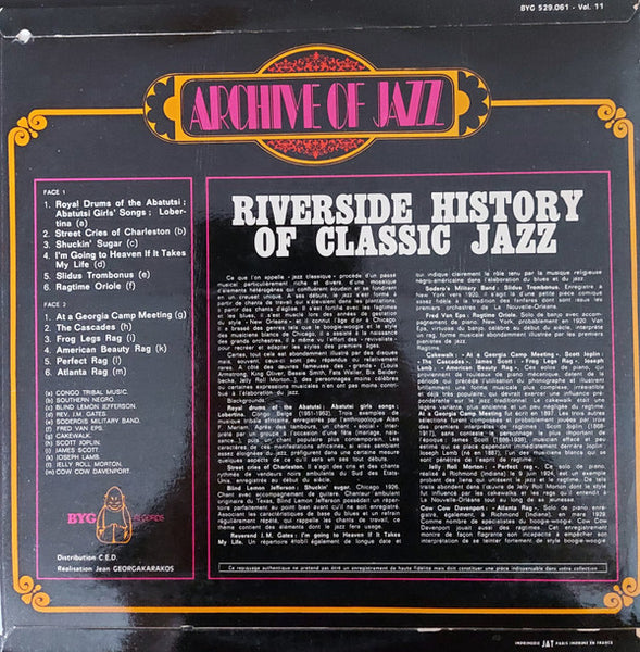 Various : Riverside History Of Classic Jazz (LP, Comp, Mono)