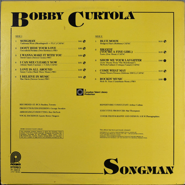 Bobby Curtola : Songman (LP, Album)