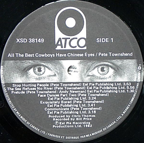 Pete Townshend - All The Best Cowboys Have Chinese Eyes (LP, Album, Gat)  (Very Good (VG))